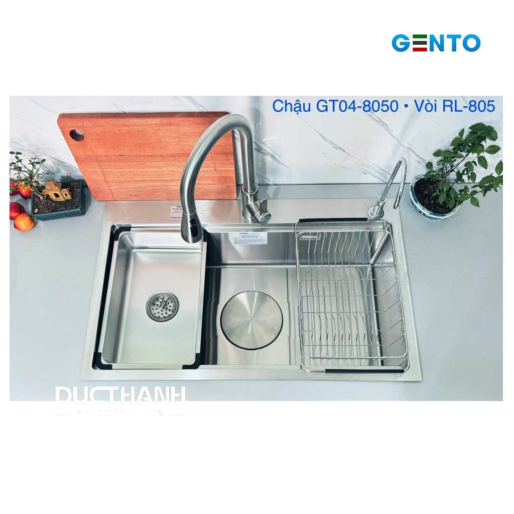 8050 Combo Chậu rửa Gento GT04-8050 và Vòi rút Roslerer - Ảnh 1
