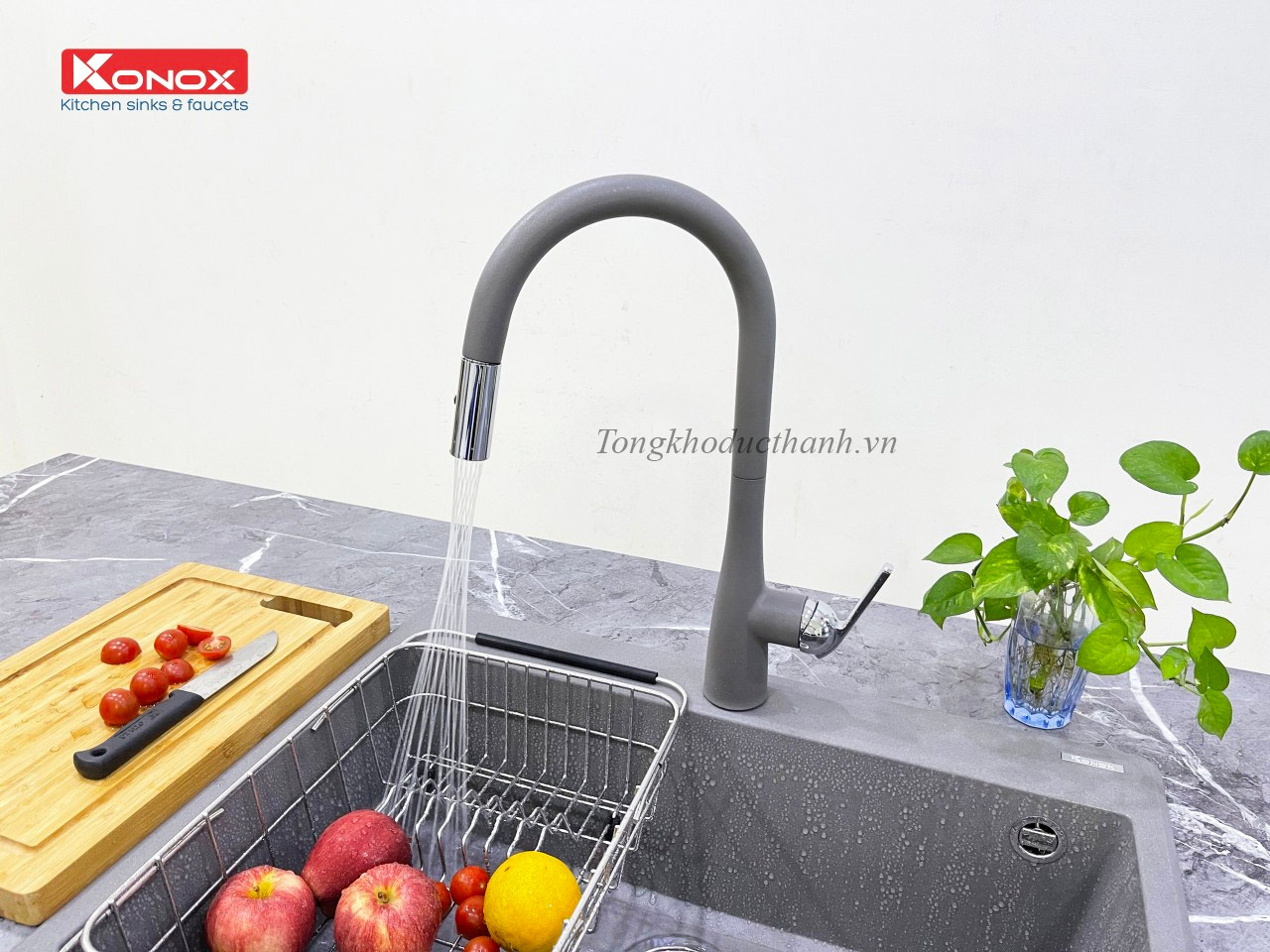 Vòi-rửa-bát-konox-Curva-Grey