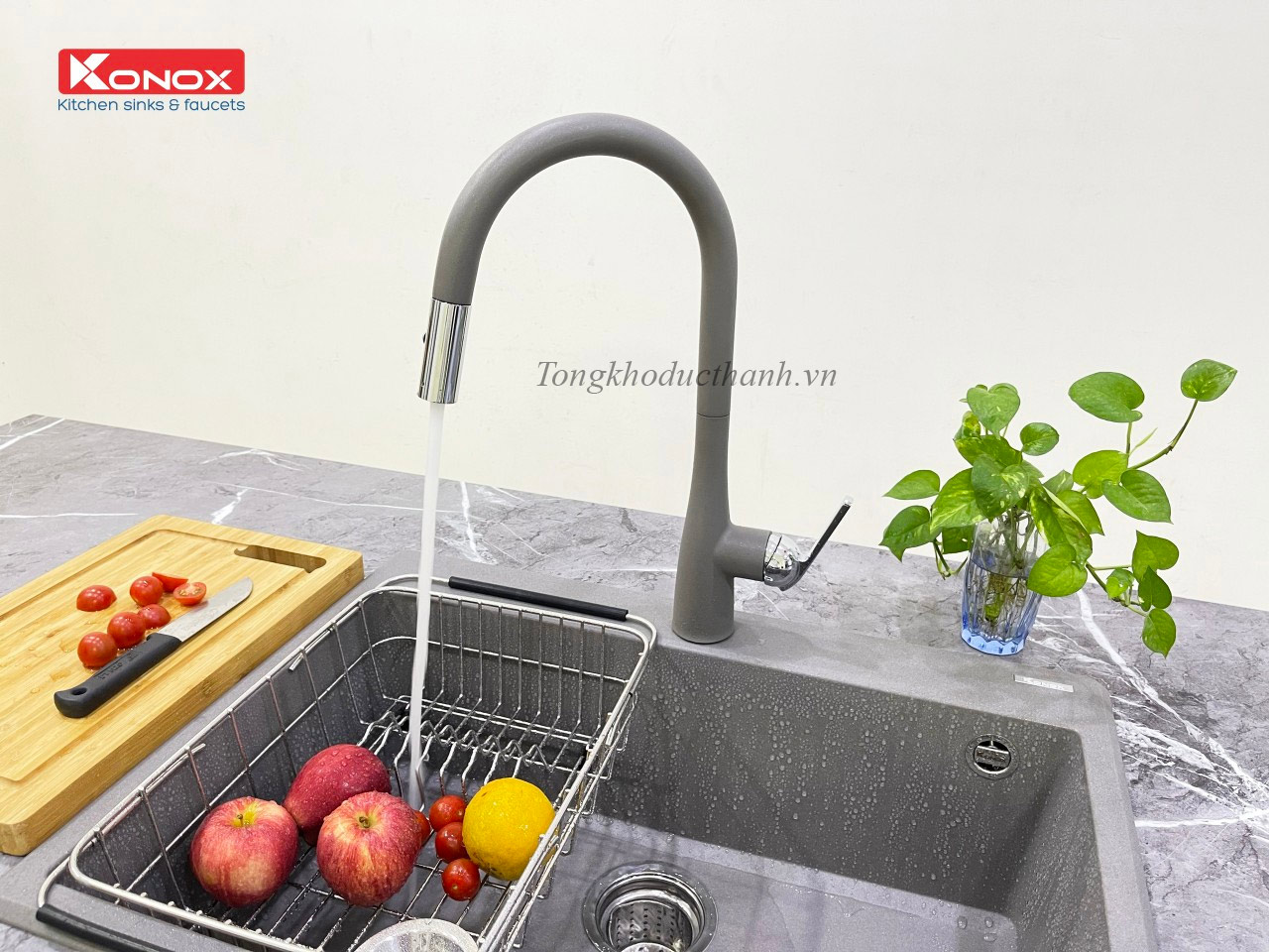 Vòi-rửa-bát-konox-Curva-Grey