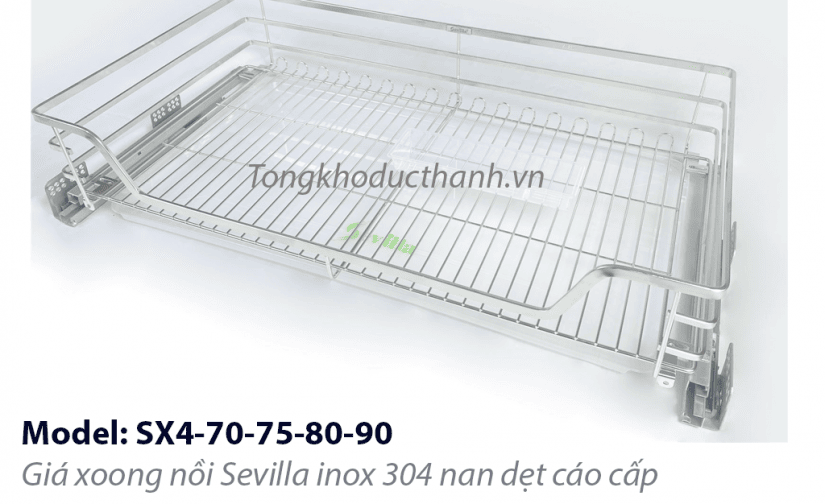 Giá xoong nồi tủ dưới inox 304 nan dẹt Sevilla cao cấp SV-SX4-70/75/80/90