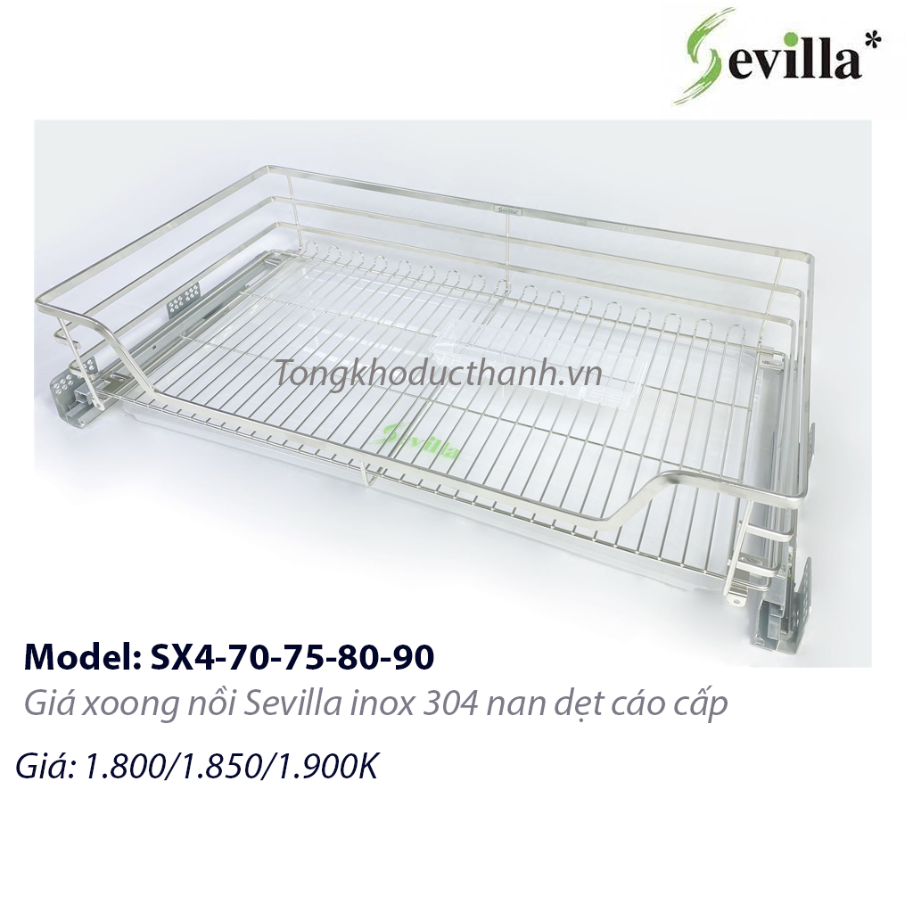 SX4 Giá xoong nồi tủ dưới inox 304 nan dẹt Sevilla cao cấp SV-SX4-70/75/80/90 - Ảnh 1