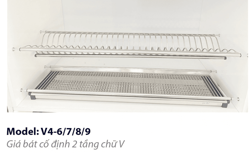 Giá bát đĩa cố định inox 304 chữ V Sevilla SV-V4-6/7/8/9