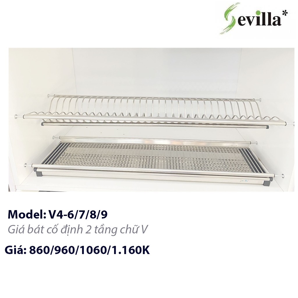 V4 Giá bát đĩa cố định inox 304 chữ V Sevilla SV-V4-6/7/8/9 - Ảnh 1