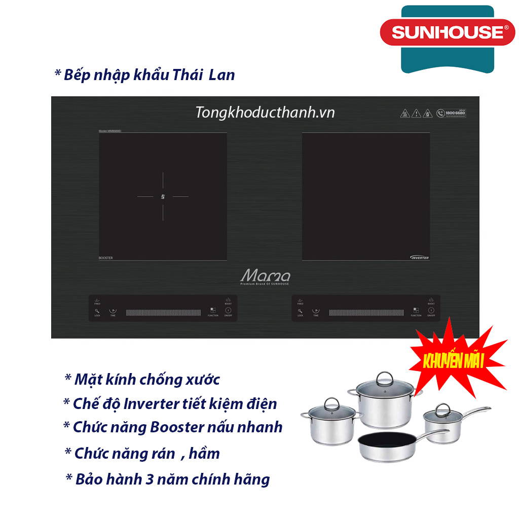 888di BẾP ĐÔI ĐIỆN TỪ SUNHOUSE MAMA MMB888DI nhập khẩu Thái Lan - Ảnh 1