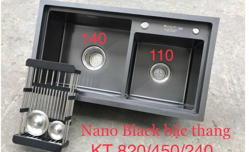 Chậu rửa nano đen Kagol KND8245BT lệch