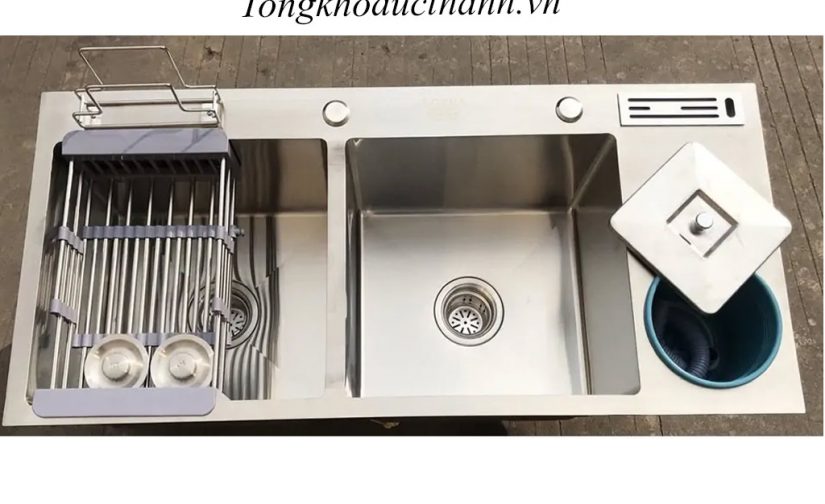 Chậu-rửa-inox-304-Kagol-K10045-304-bàn-chờ-dao-thớt,-hố-rác