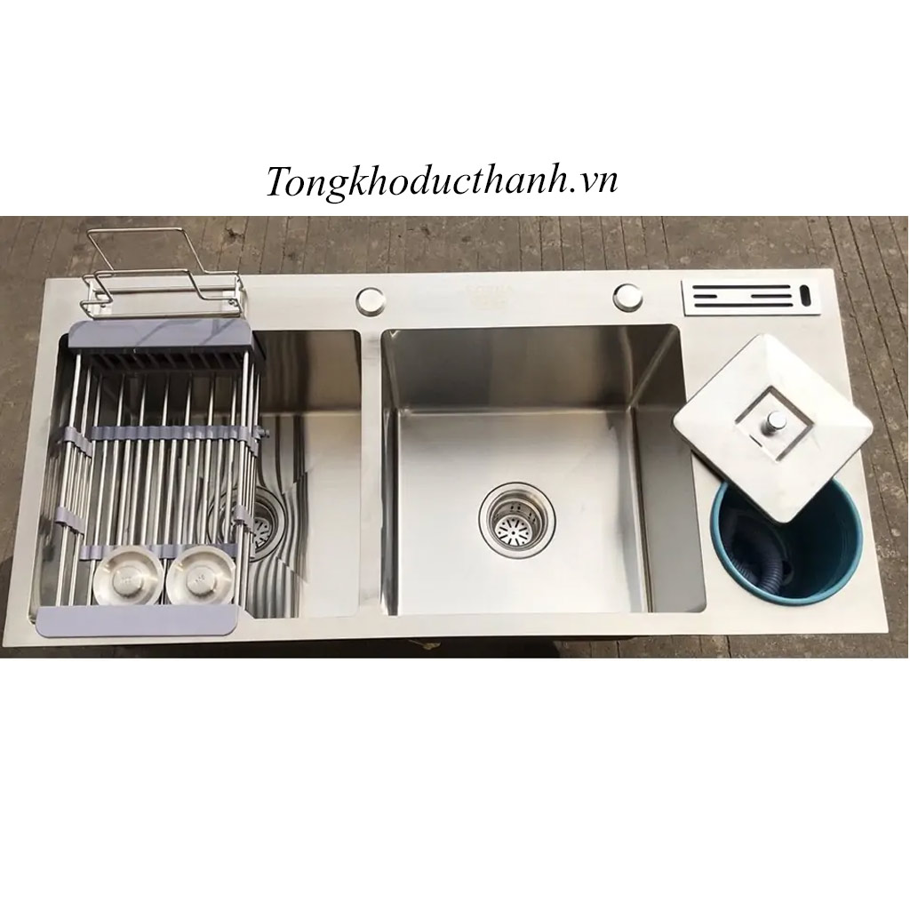 Chậu-rửa-inox-304-Kagol-K10045-304-bàn-chờ-dao-thớt,-hố-rác Chậu-rửa-inox-304-Kagol-K10045-304-bàn-chờ-dao-thớt,-hố-rác