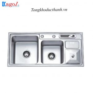 Chậu-rửa-inox-dập-Kagol-P9245-bàn-chờ-cài-dao,-hố-rác