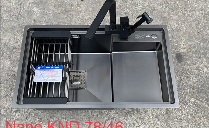 Chậu-rửa-nano-đen-1-hố-Kagol-KND7846B-có-bàn-chờ