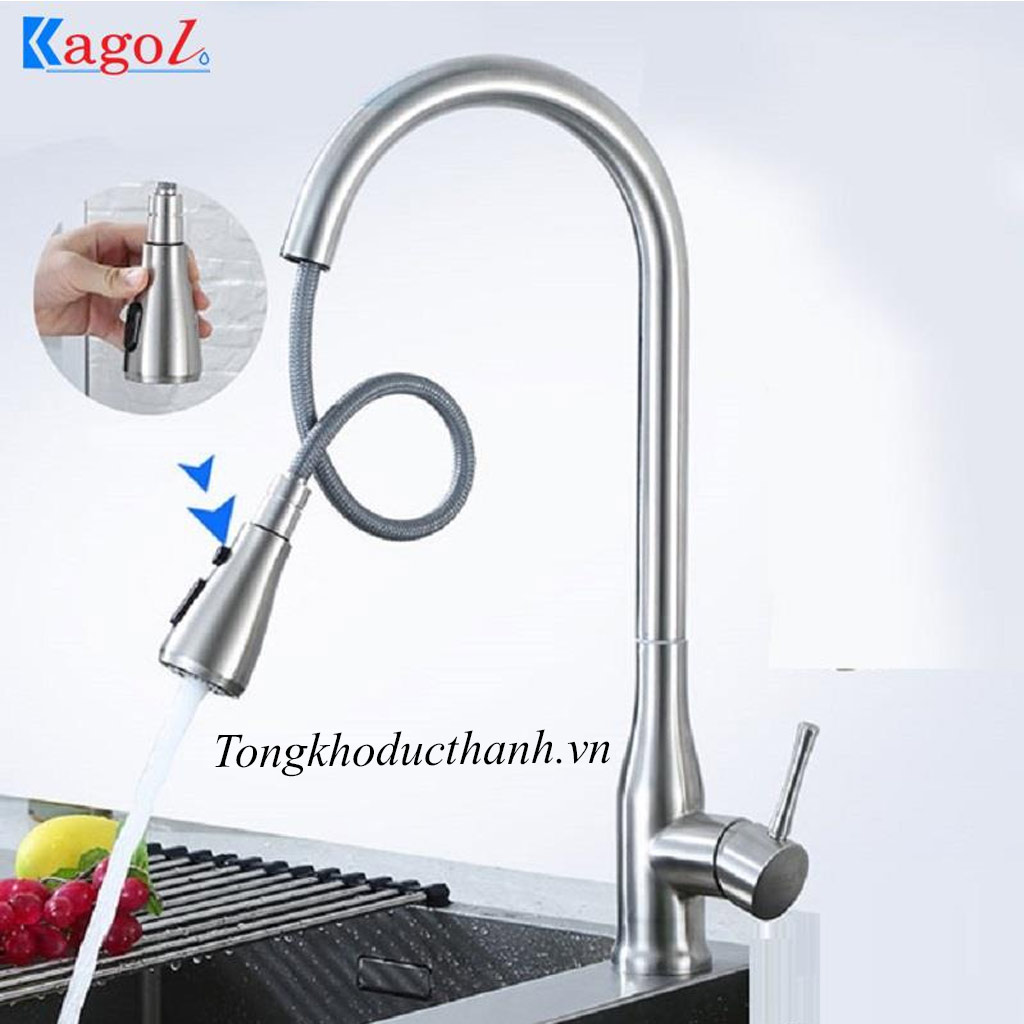 Vòi-rửa-bát-đầu-rút-Kagol-VC8501 Vòi-rửa-bát-đầu-rút-Kagol-VC8501