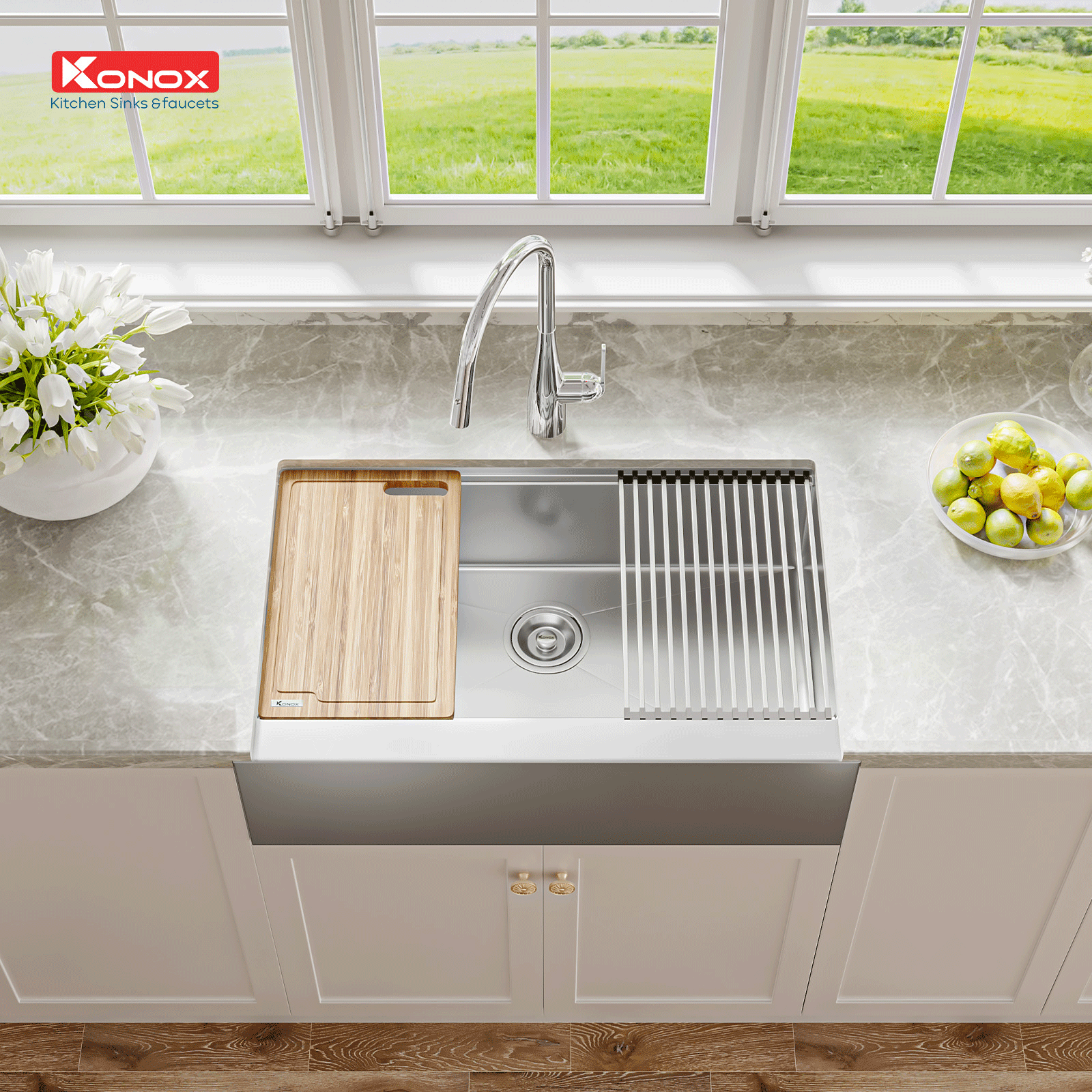 KN8051AS Chậu rửa bát Konox Workstation Sink – Apron Sink KN8051AS Retta (80*51cm) - Ảnh 1