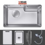 Chậu rửa bát Moomton M8048 inox SUS304 vân sần chống xước - Ảnh 2