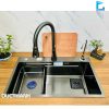 Combo Chậu rửa 1 hố Roslerer RL04-7545 nano, Vòi rút Roslerer 3 chế độ