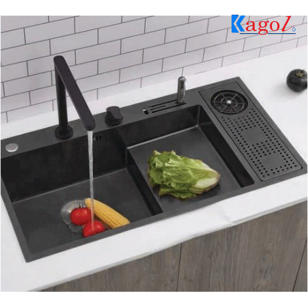 k8846 RCD Chậu rửa bát đơn có bàn chờ Kagol K8846 RCD- kèm máy rửa cốc (88 x 46cm) - Ảnh 1