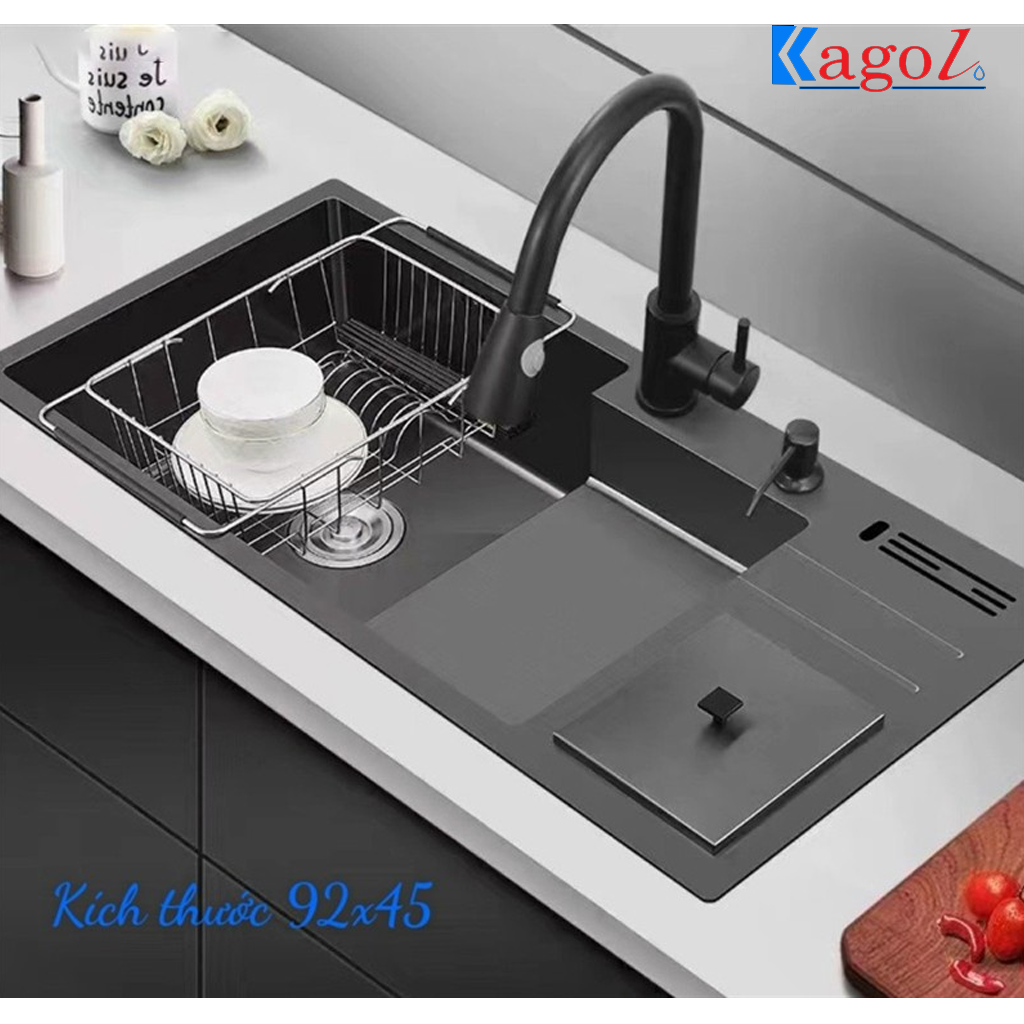 knd9245 Chậu rửa bát đơn có bàn chờ Kagol KND9245 (92 x 45cm) - Ảnh 1