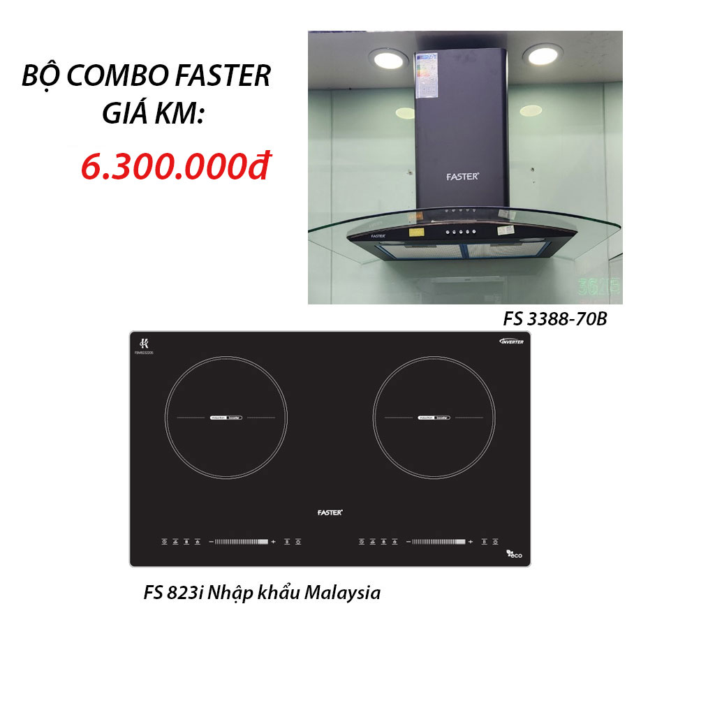 combo-faster Bộ Combo bếp từ Faster NK Malaysia+ hút mùi kính cong Faster - Ảnh 1