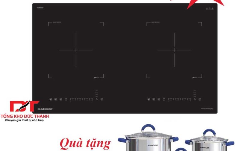 BẾP ĐÔI ĐIỆN TỪ SUNHOUSE SHB-DI05 PLUS ( bo viền nhôm kính, Inverter)