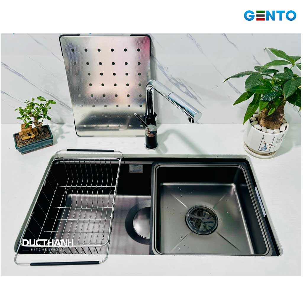 Chậu-gento-7843-âm-toàn-phần Chậu rửa bát đơn âm Gento GT04-7843 Nano - chống xước, chống bám bẩn - Ảnh 1