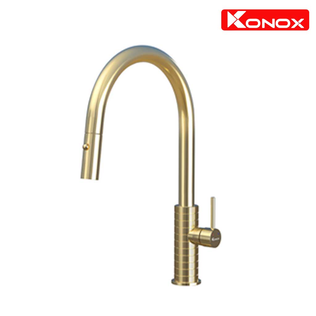 Venice-Gold Vòi rửa bát Knox dây rút Venice Gold - Ảnh 1