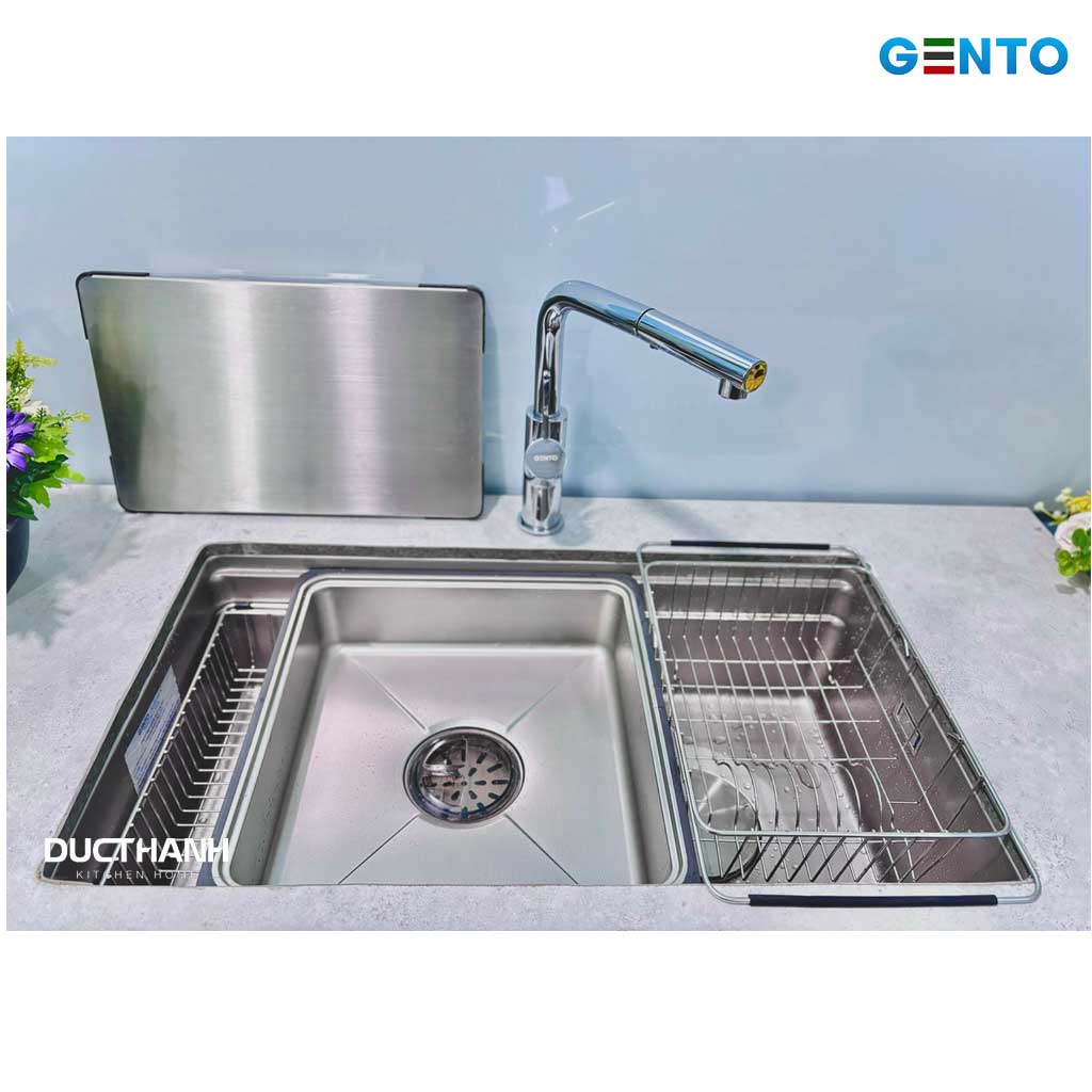 chau-7645 Bộ Combo Chậu rửa bát 1 hố Inox chống xước GT04-7645 New và vòi rửa bát - Ảnh 1