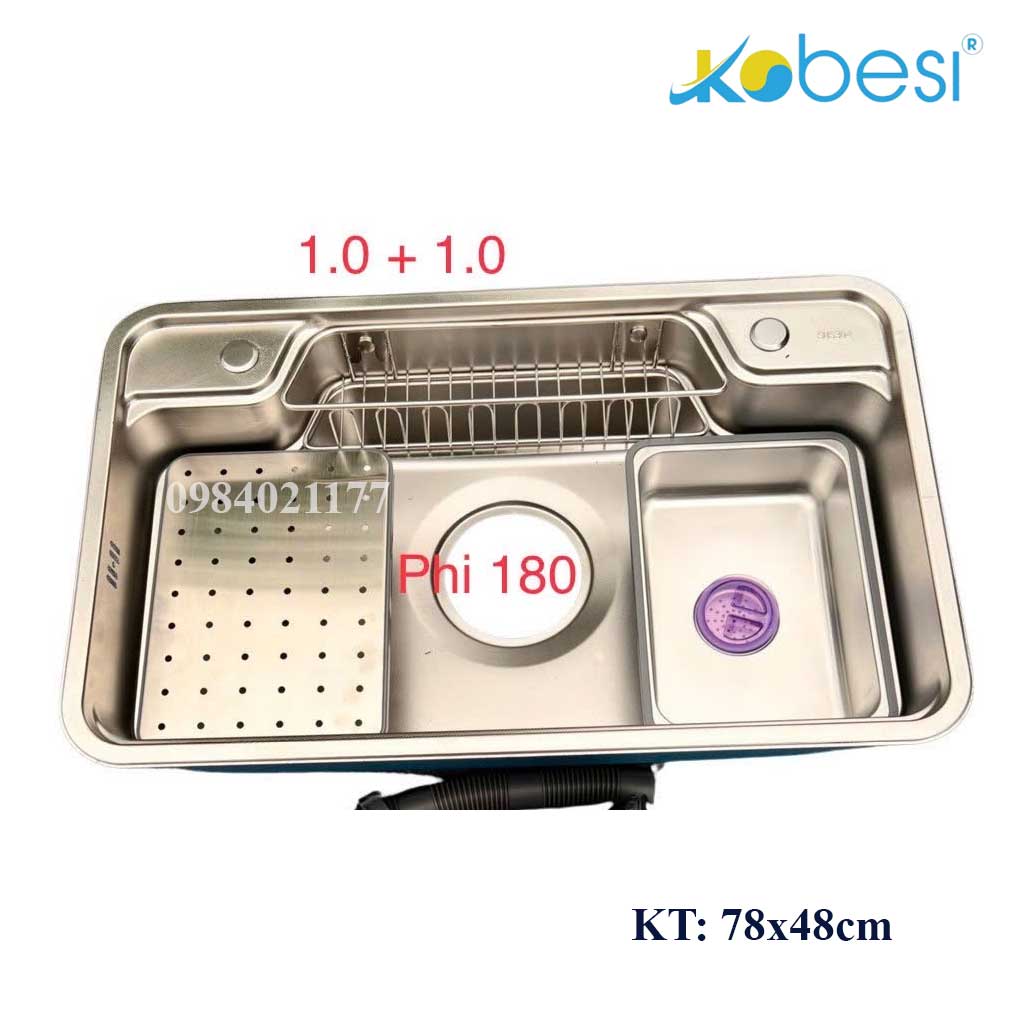 7848-kobesi Chậu đúc Kobesi 7848 Inox 304 chống xước ( KT 78*48cm)mới - Ảnh 1