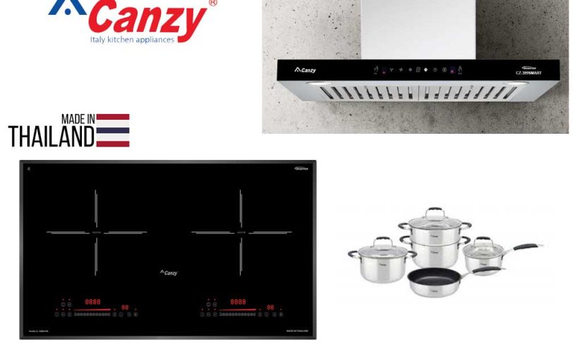 Bộ Combo bếp từ hút mùi Canzy tặng bộ nồi