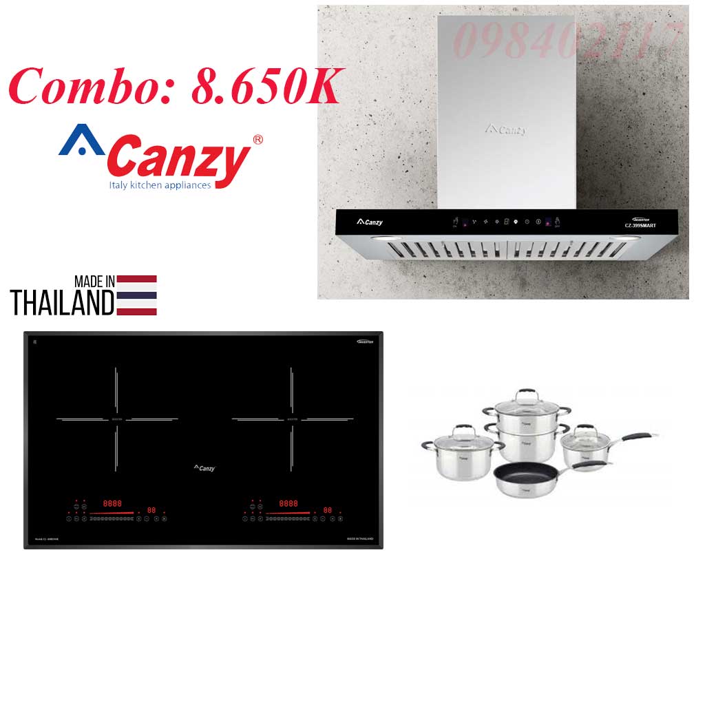 bo-combo-bep-tu-canzy Bộ Combo bếp từ hút mùi Canzy tặng bộ nồi - Ảnh 1