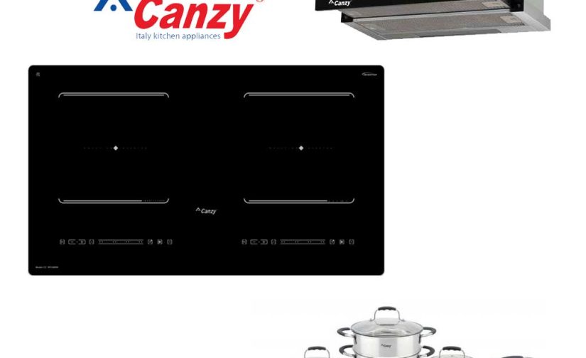 Combo bộ bếp hút mùi canzy tặng bộ nồi