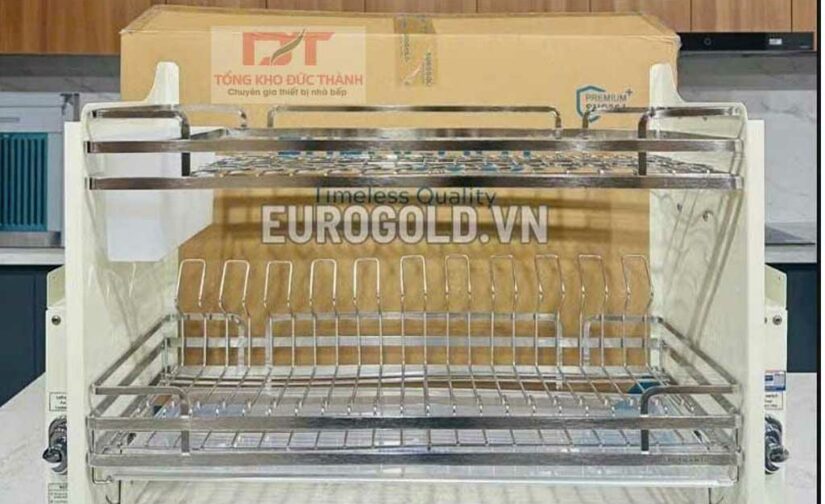 Giá bát nâng hạ Eurogold Inox 304 khung màu trắng EVI160/170/180/190W (EVI960/970/980/990LW)