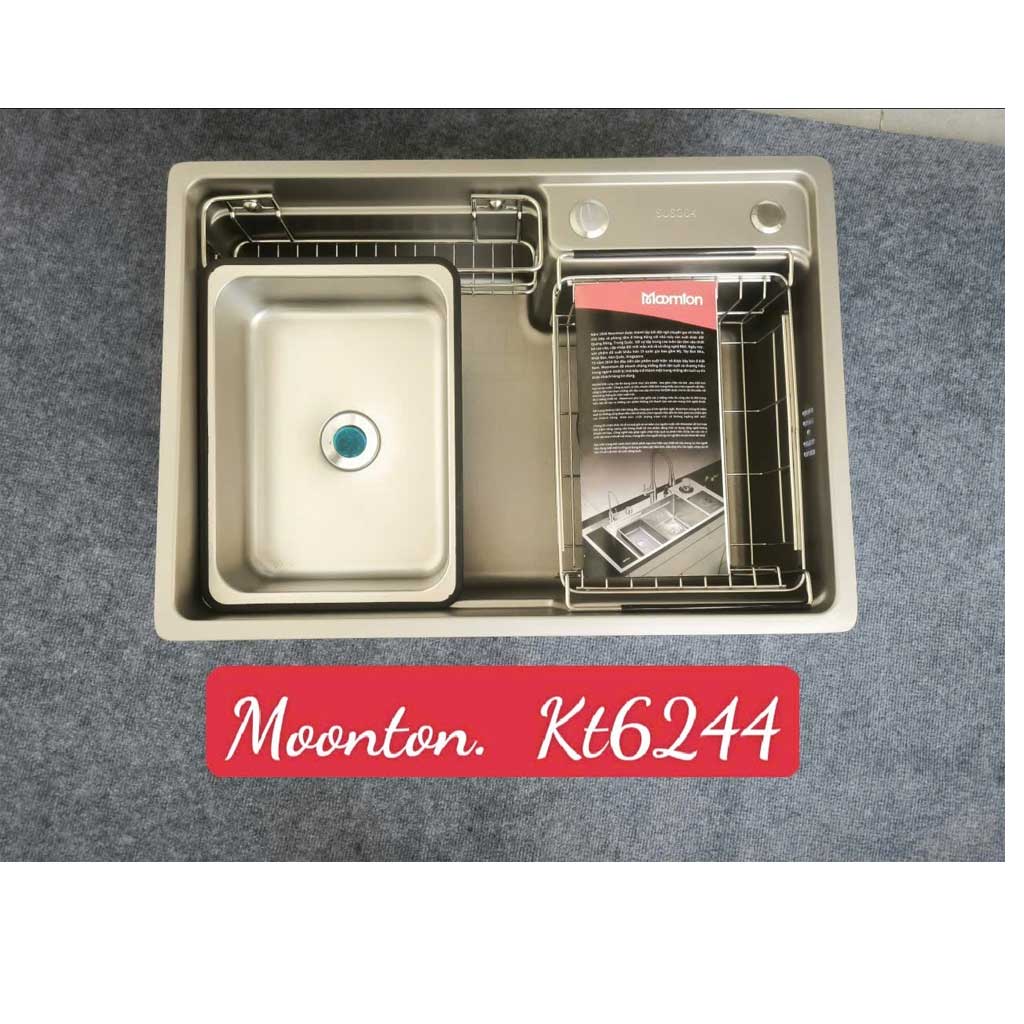 moomton-6244 Chậu rửa bát Moomton M6244 SUS304 inox chống xước - Ảnh 1