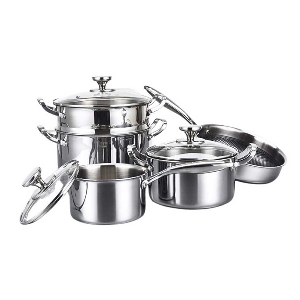 BỘ-NỒI-BUCHEN-SHAPPHIRE Bộ nồi 5 món cao cấp đáy liền Buchen SHAPPHIRE - Ảnh 1