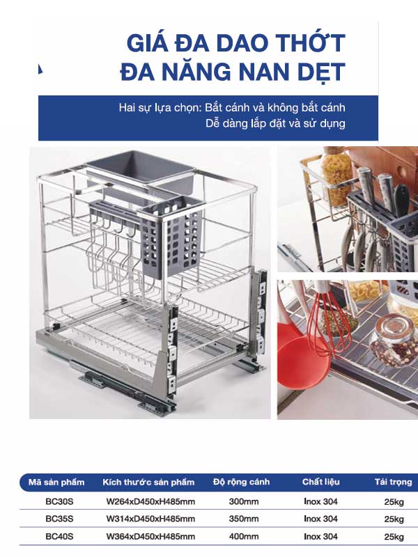 Giá dao thớt đa năng nan dẹt Blanc BC30S-35S-40S - ảnh 2
